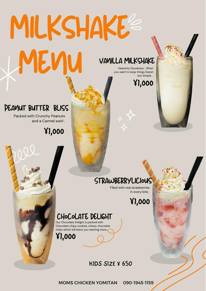 Moms Chicken Milkshake Menu